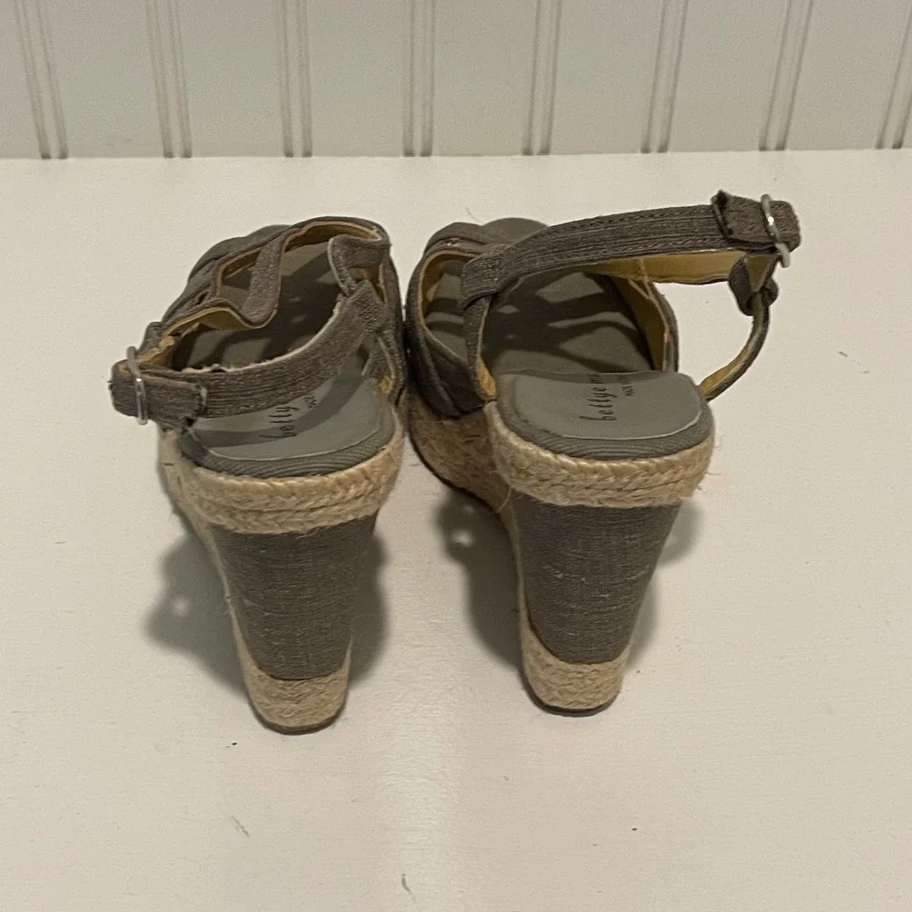 Bettye Muller Espadrille Wedge Sandals‎ Women's 8 Canvas Slingback Made in Spain
